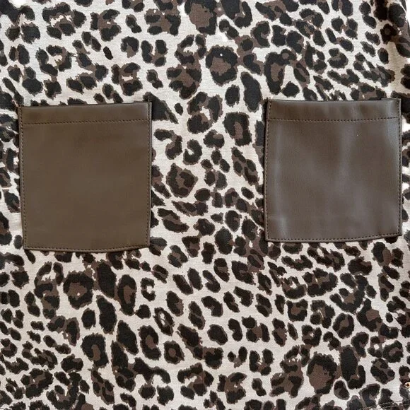 Tahari Girl size 6 Dress Leopard Print Sleeveless Faux Leather Pockets - Picture 3 of 7